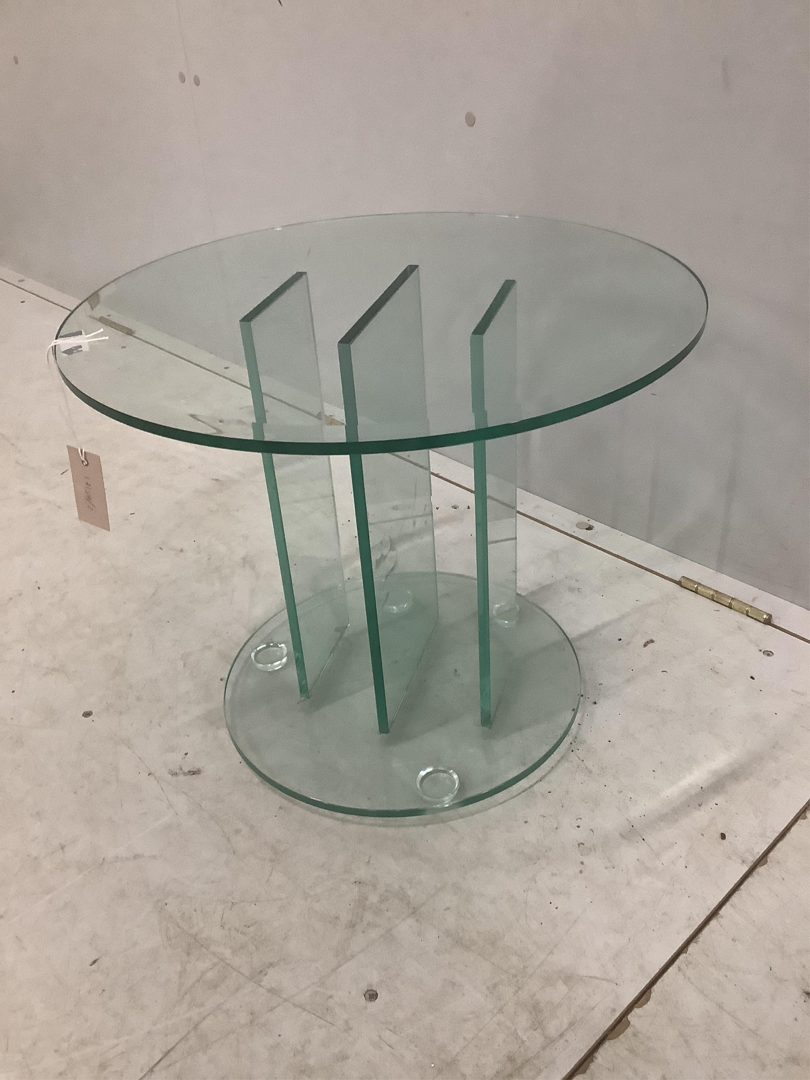 A Contemporary circular glass lamp table, diameter 50cm, height 41cm. Condition - good